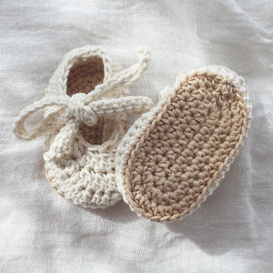 Hand Crocheted Baby Booties Beige