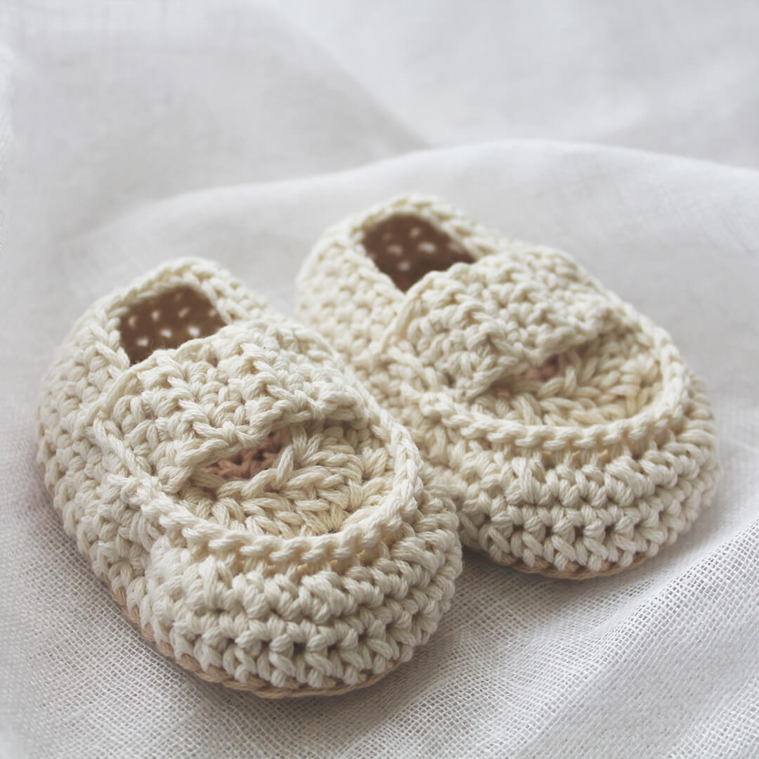 Hand Crocheted Baby Booties - Beige