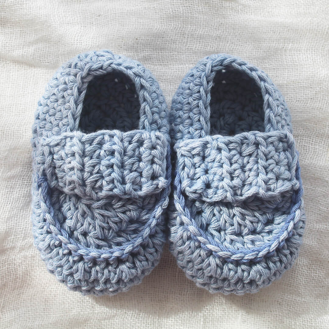 Hand Crocheted Baby Booties Blue