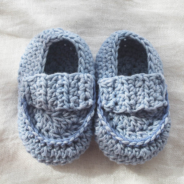 Hand Crocheted Baby Booties Blue