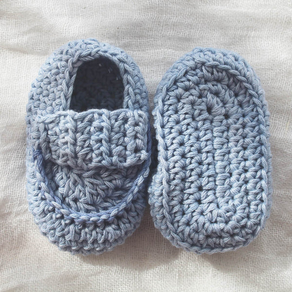 Hand Crocheted Baby Booties Blue