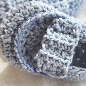 Hand Crocheted Baby Booties Blue