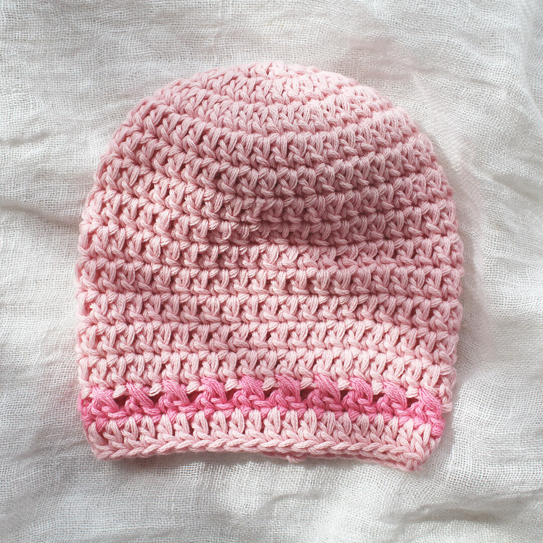 Hand Crocheted Baby Beanie Pink