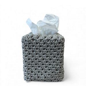 Hand Crochet Tissue Box Cover Light Grey