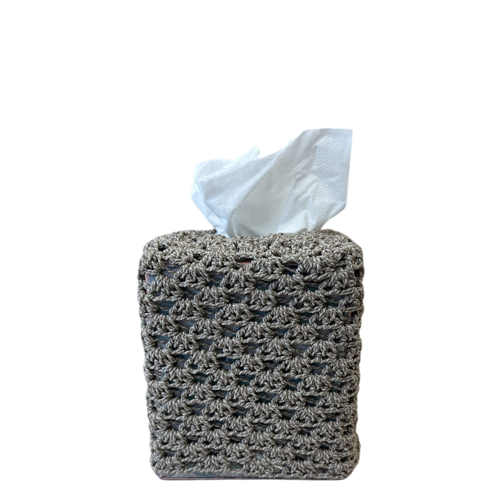 Hand Crochet Tissue Box Cover Stone