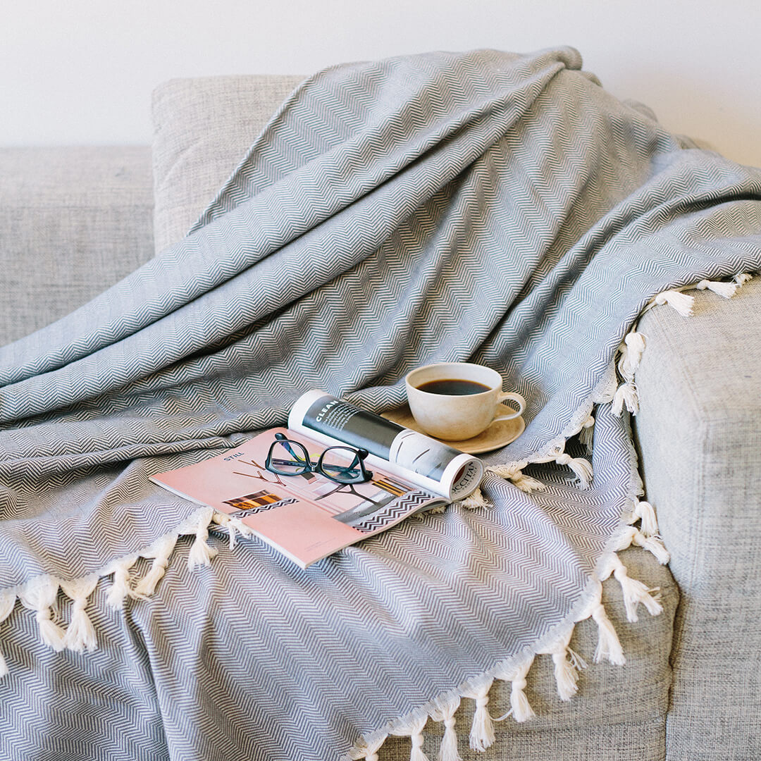 Herringbone Blanket Grey