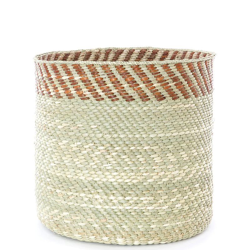 Iringa Tanzania Baskets With Brown Striped Rim