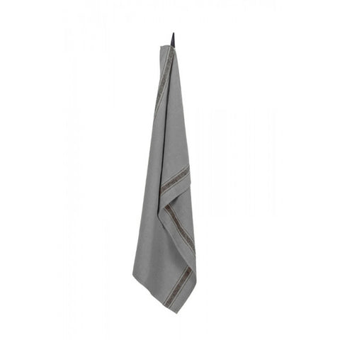 linen kitchen towel solid grey with charcoal stripe