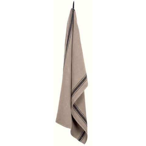 linen kitchen towel solid natural with charcoal stripe