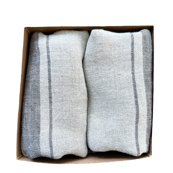 Linen Dishtowel Gift Set Grey and Natural