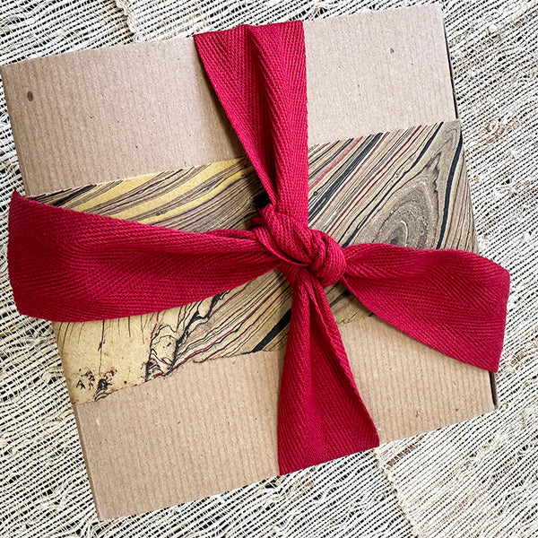 Linen Dishtowel Gift Set Red and Natural 