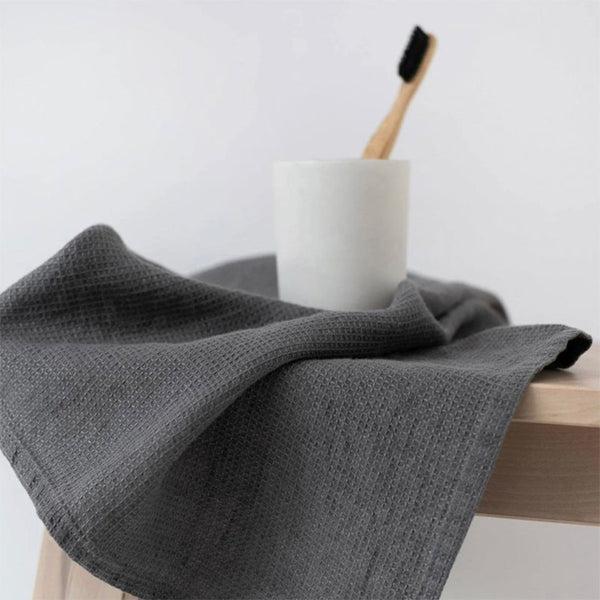 Linen Tales Charcoal Fine Waffle Linen Hand Towel 