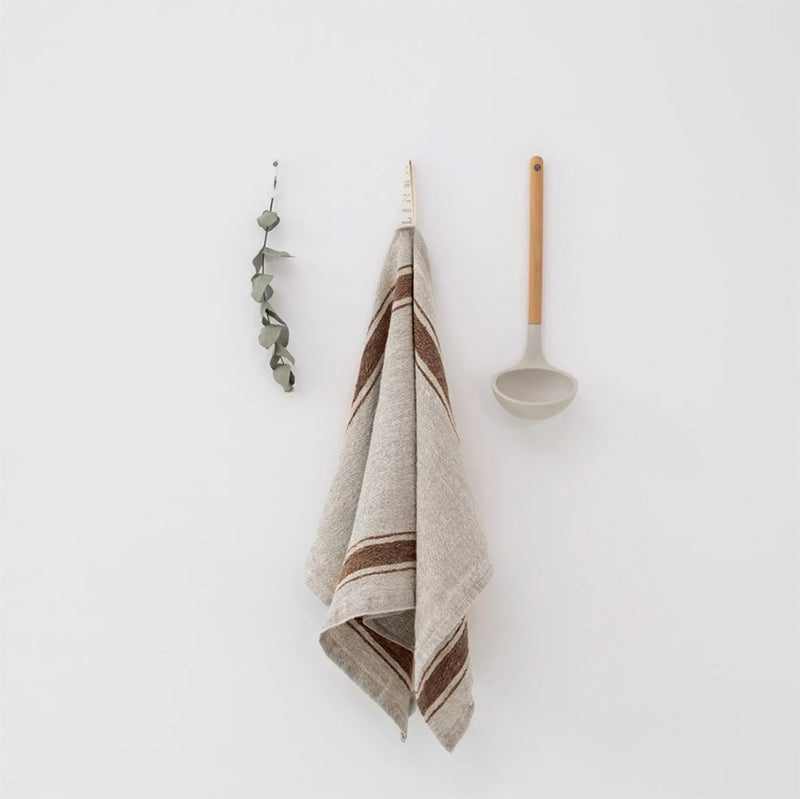 Linen Tales  Mocca Stripe Vintage Kitchen Towel 