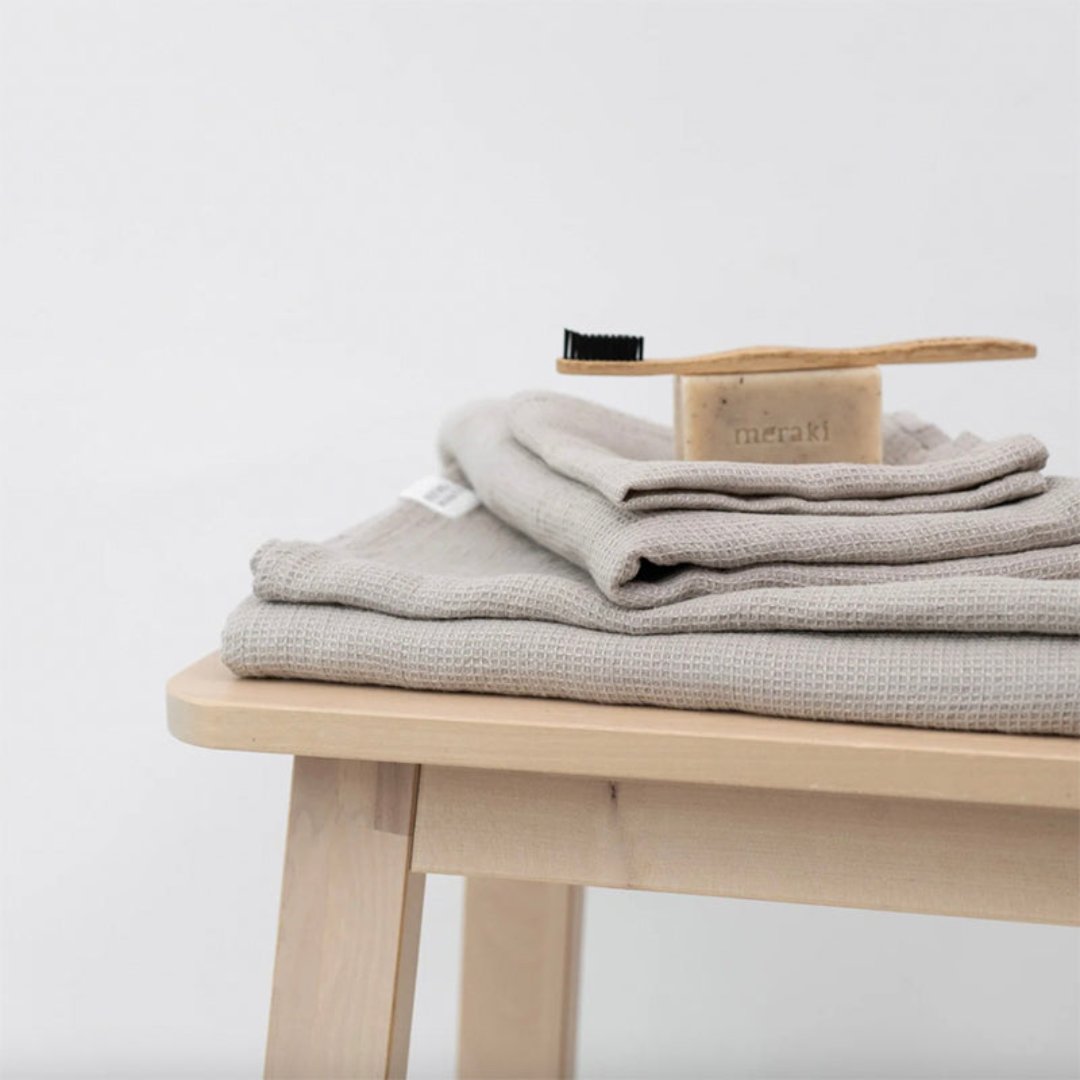 Linen Tales Natural Fine Waffle Linen Face Towel