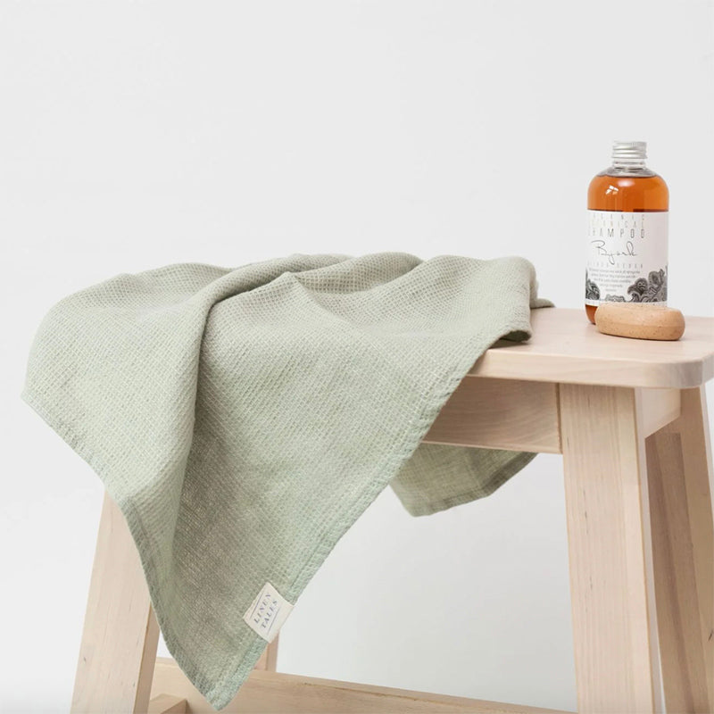 Linen Tales Sage Fine Waffle Linen Hand Towel