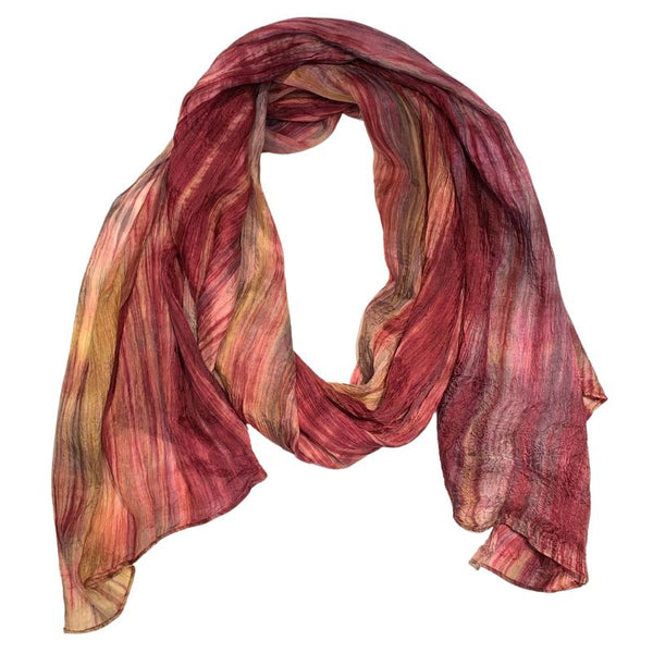 Lua Raspberry Watercolor Silk Scarf