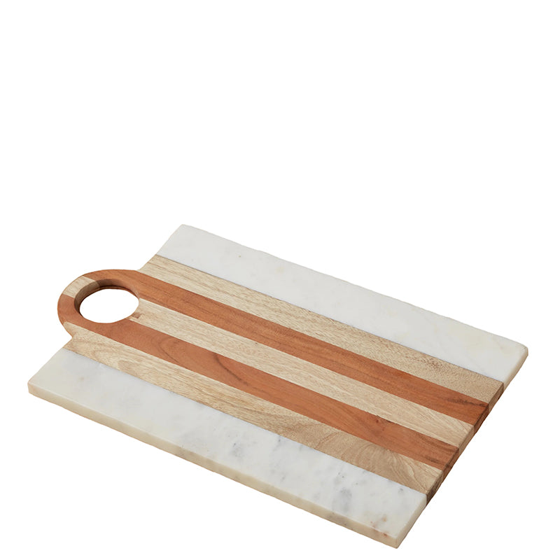 Rectangular Marble and Wood Cutting Board