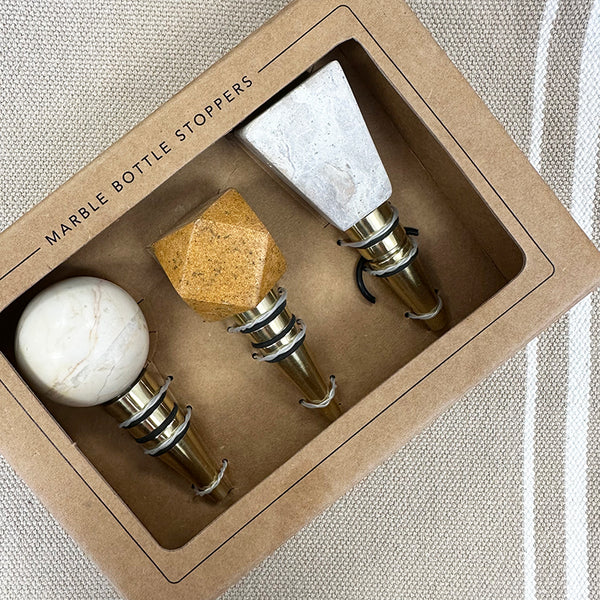 marble bottle stoppers gift set
