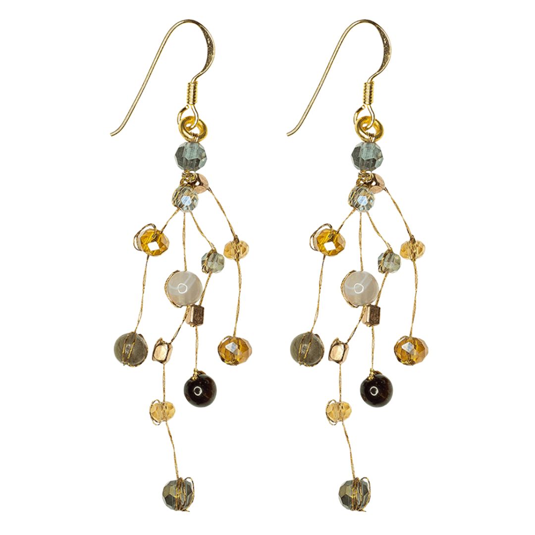 Marquet Fair Trade Beaded Earrings Lichen