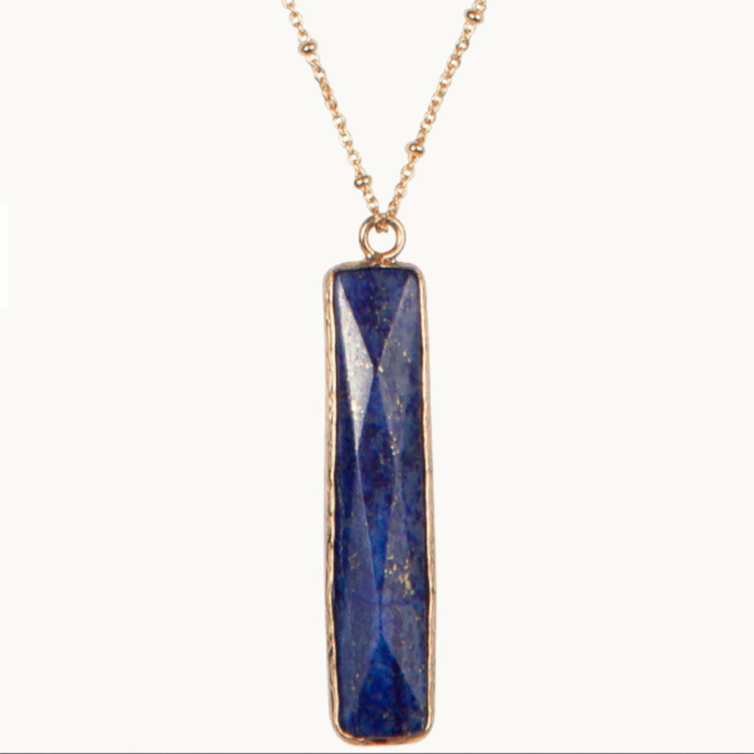 Marquet Fair Trade Natural Stone Pendant Necklace Indigo