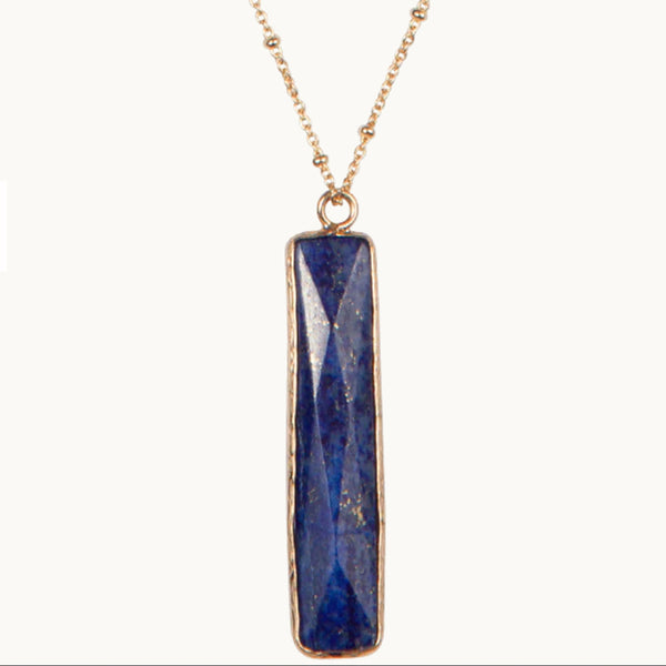 marquet fair trade natural stone pendant necklace indigo