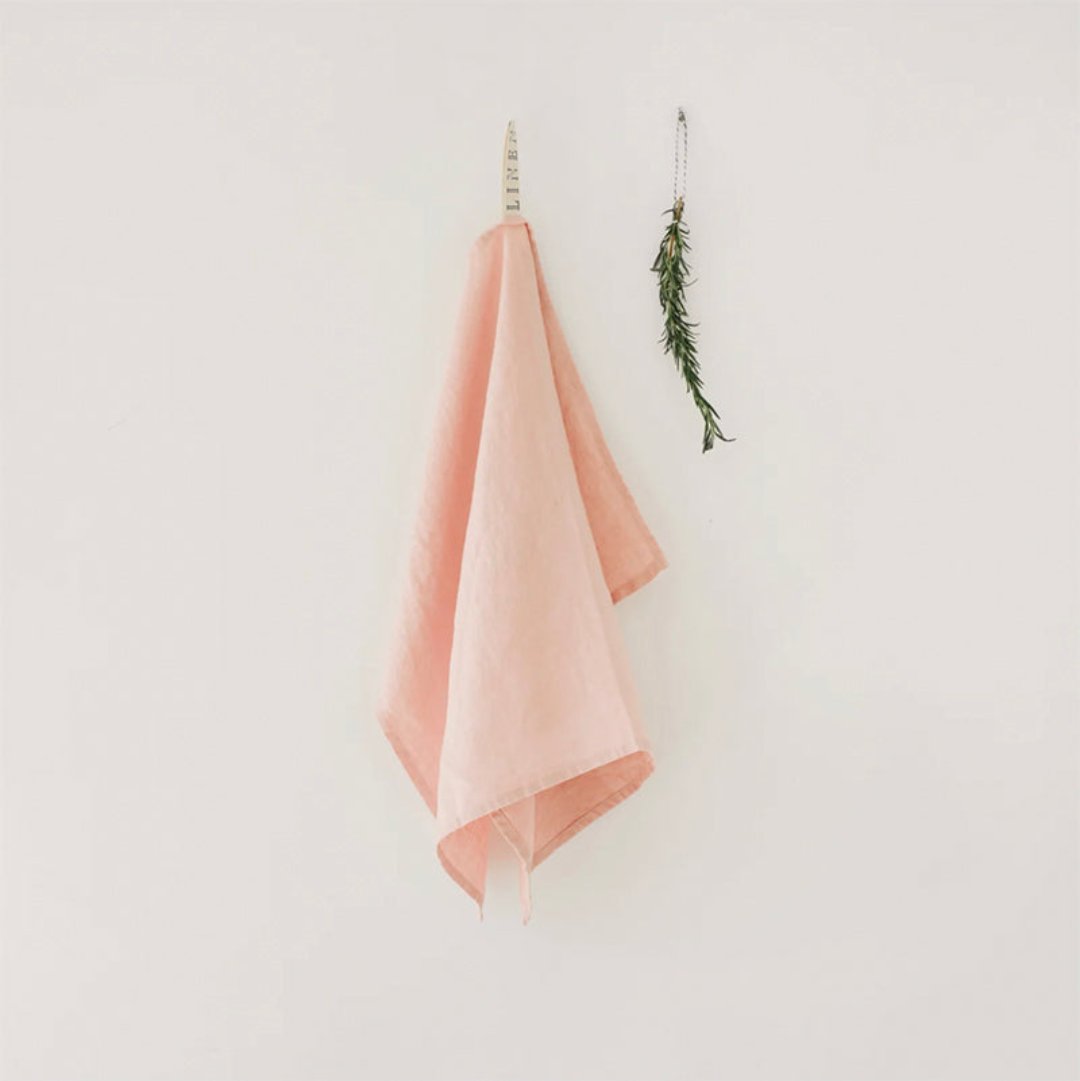 Misty Rose Stone Washed Linen Kitchen Towel