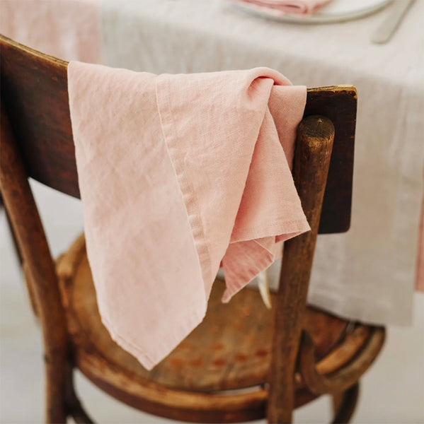 Misty Rose Stone Washed Linen Kitchen Towel