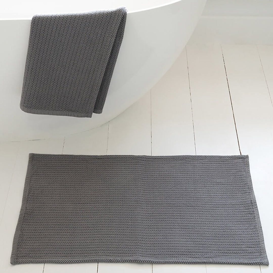 Mungo Rib Weave Bath Mat Grey