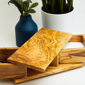 Olive Wood Salt and Pepper Swivel Twin Box