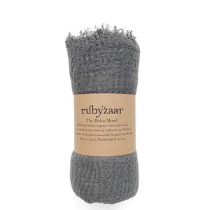 Rubyzaar Lightweight Organic Cotton Scarf -  Charcoal