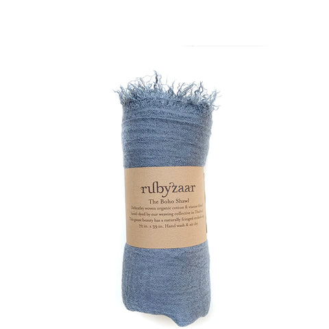 Rubyzaar Lightweight Organic Cotton Shawl  - Blue Denim