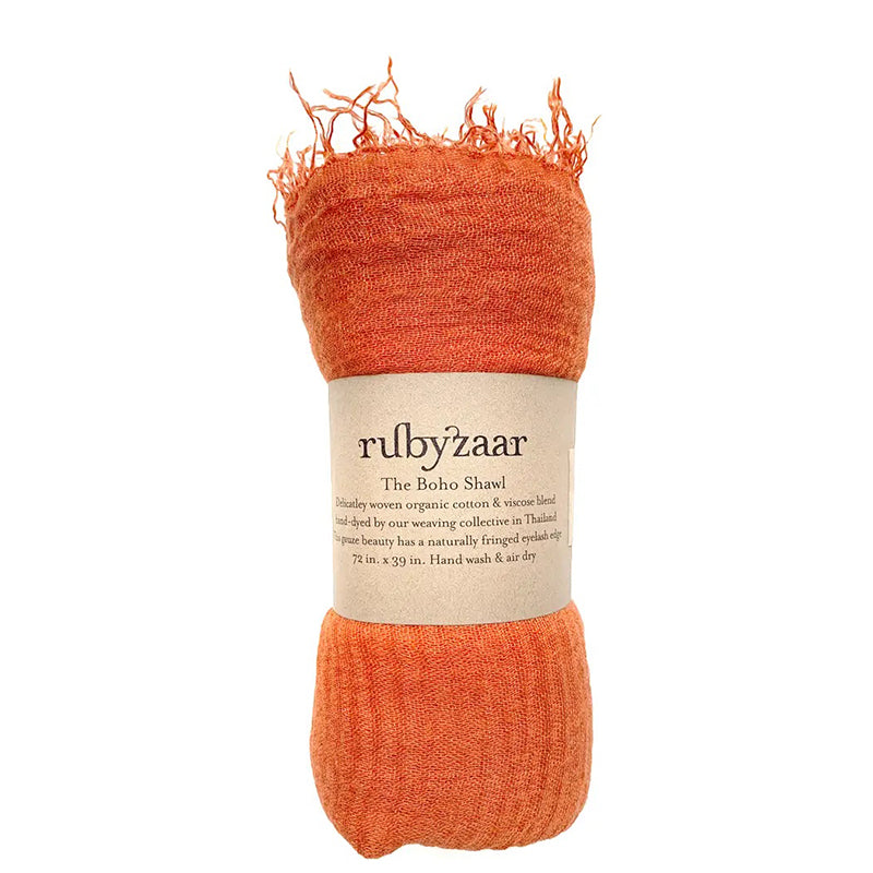 Rubyzaar Lightweight Organic Cotton Shawl - Burnt Orange 