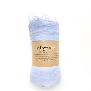 Rubyzaar Lightweight Organic Cotton Shawl-Light Blue