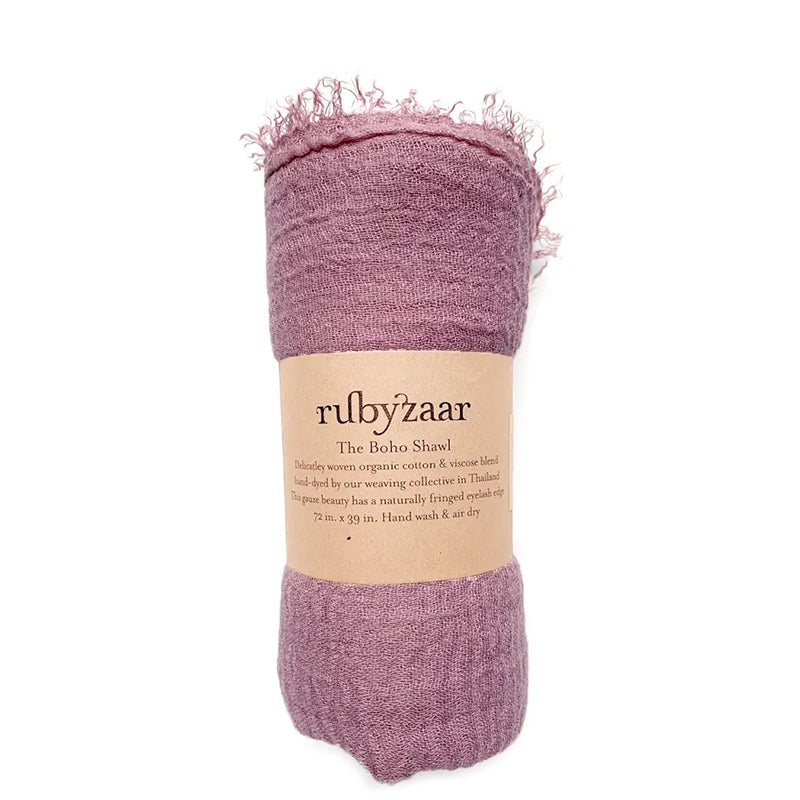 Rubyzaar Lightweight Organic Cotton Shawl - Mauve