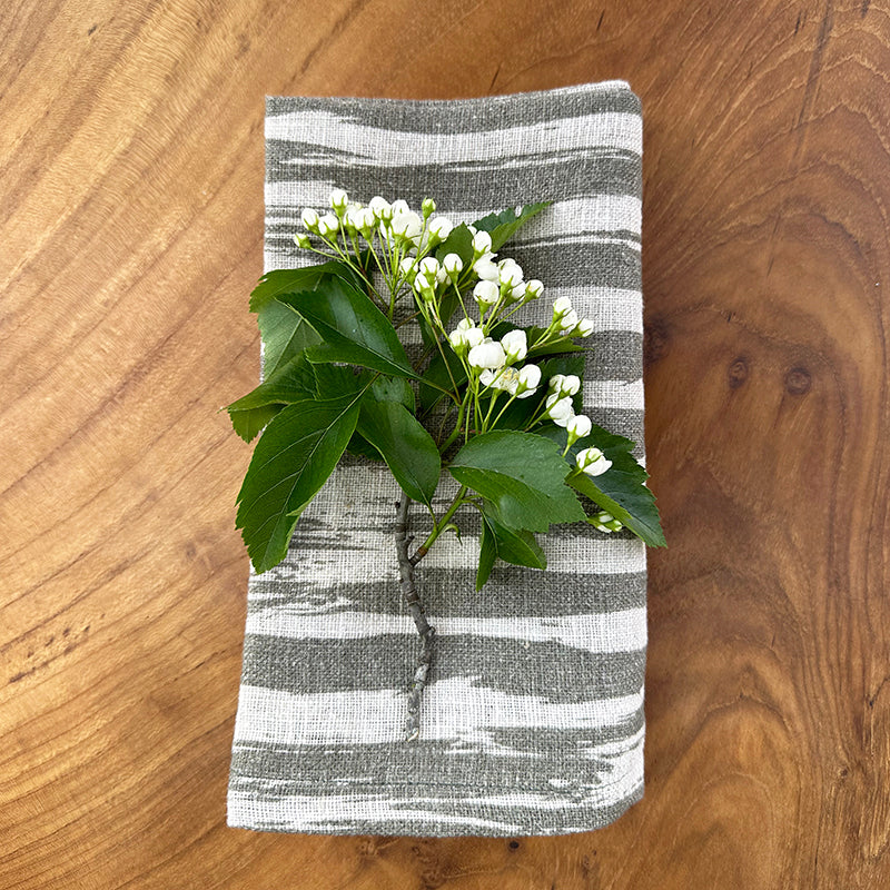 Stonewashed Linen Napkin Bamboo Stripe