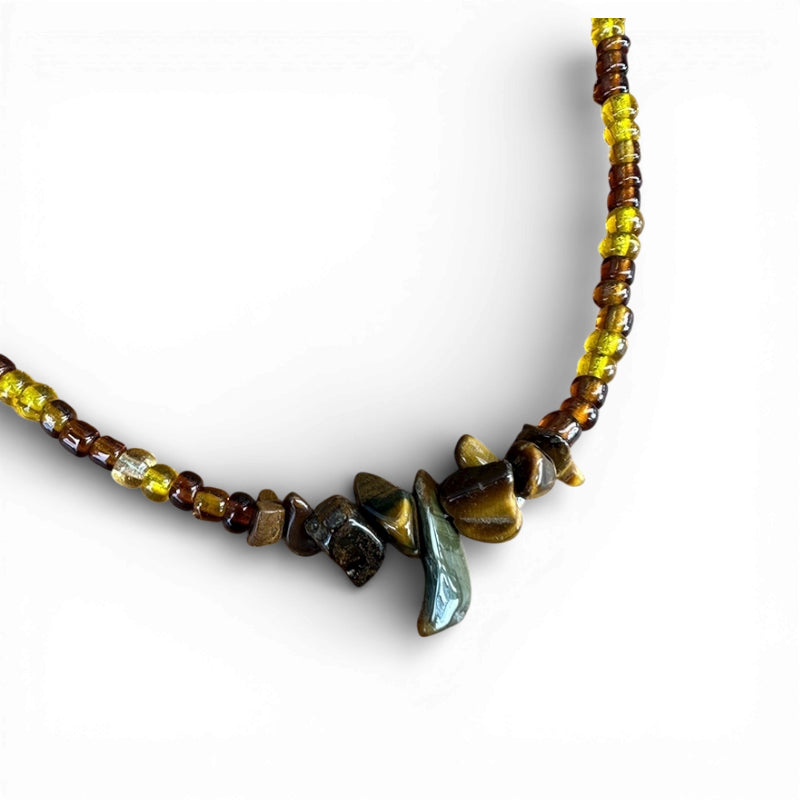 Tiger’s Eye Beaded Necklace | Protection, Balance & Confidence