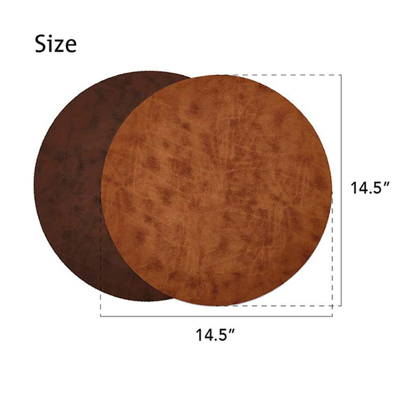 Vegan Leather Round Placemats Dark Brown