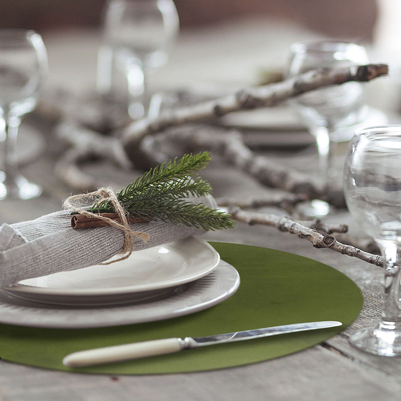 Via Deco Vegan Leather Round Placemats | Kimberly House