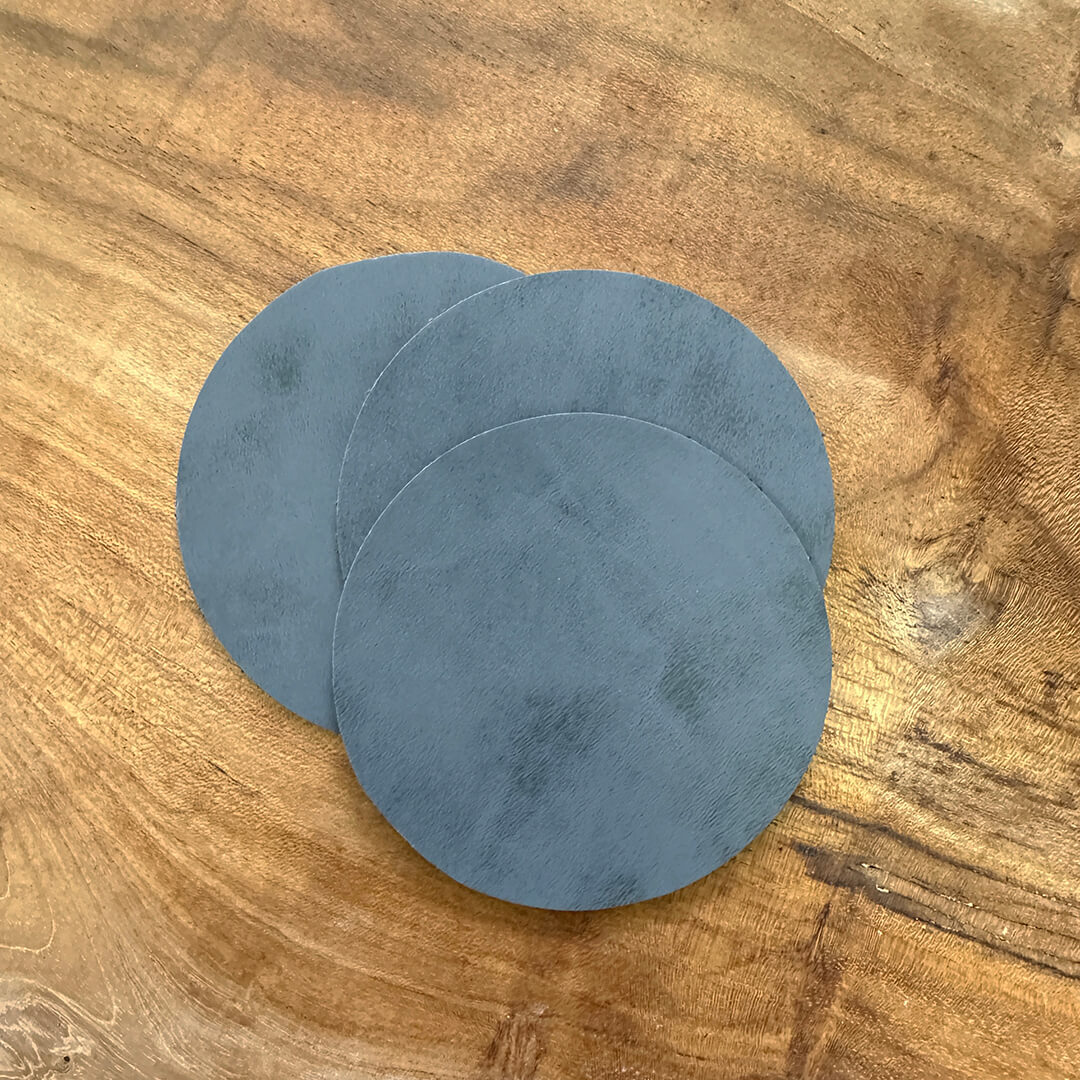 Via Deco Vegan Leather Round Coasters Grey