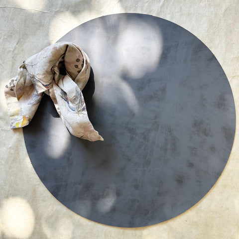 vegan leather round placemats grey