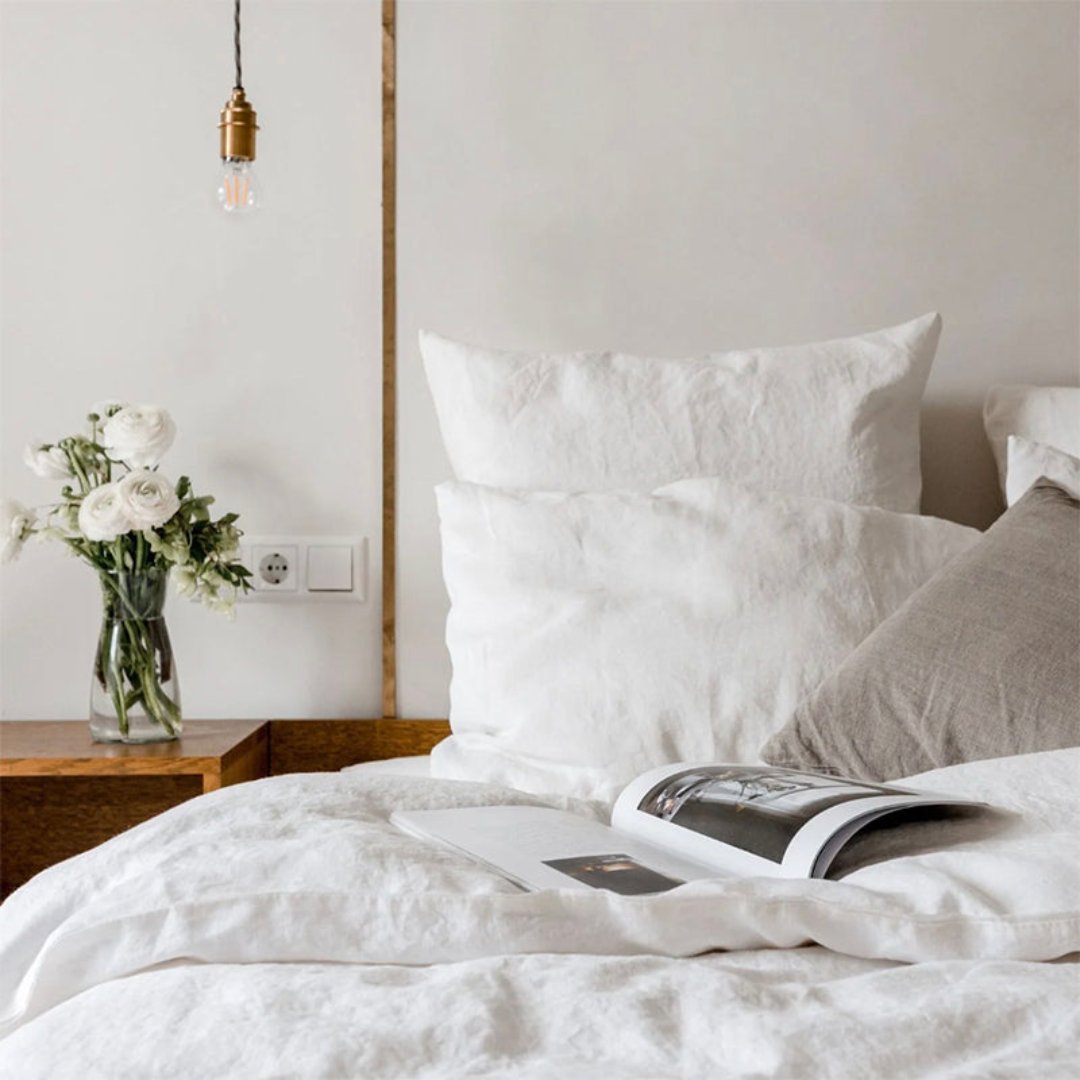 White Stone Washed Linen Duvet Cover Set