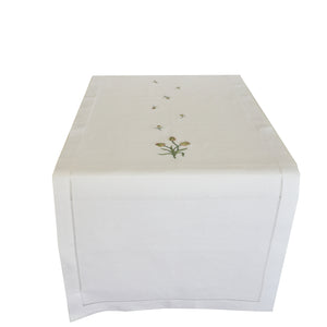 Linen Table Runner Tulip White