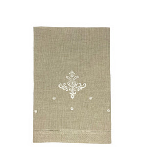 Pure Linen Guest Towel Ornamental Natural