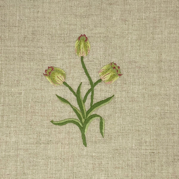 Pure Linen Guest Towel Tulips Natural