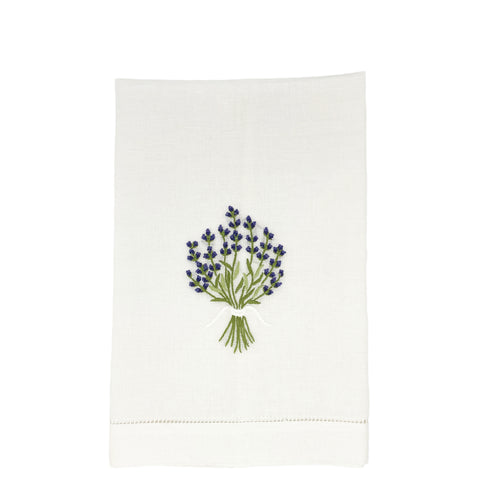 Pure Linen Guest Towel Lavender White