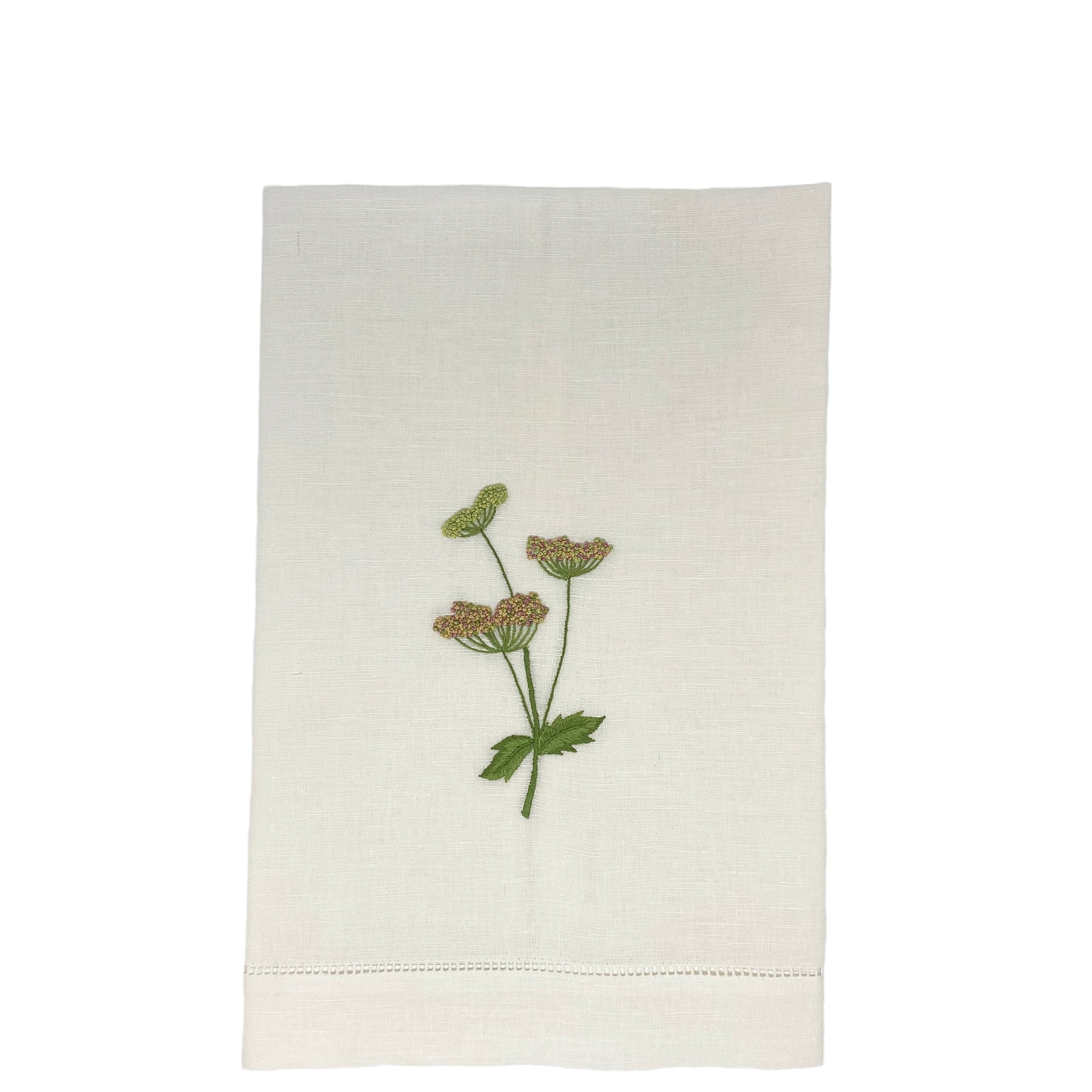 Pure Linen Guest Towel Meadow Flower White