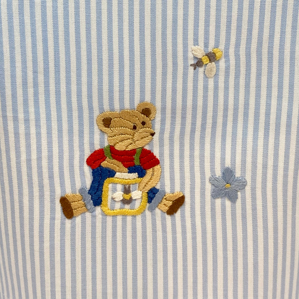 Blue Stripe Tissue Box Cover With Teddy Bear