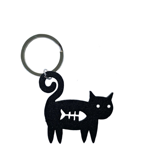 cat keyring - black