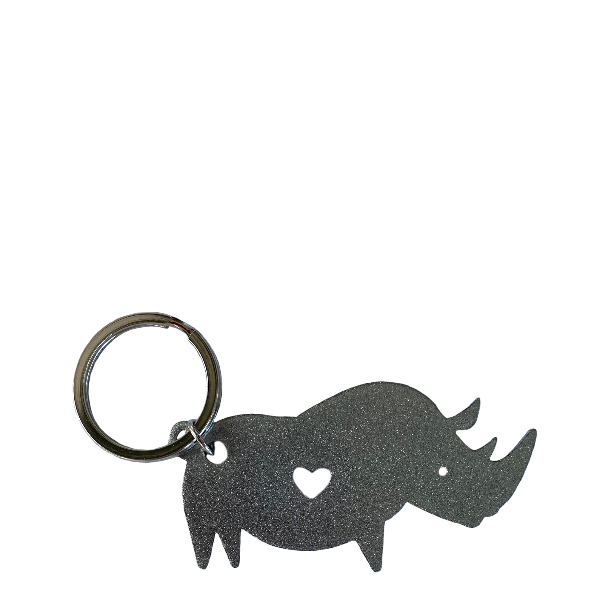 silver rhino keyring