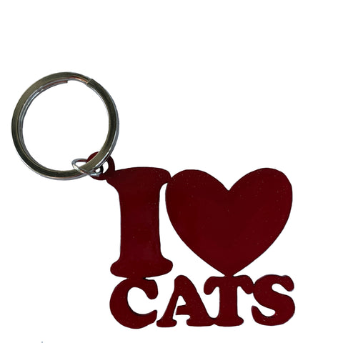 i love cats key ring red